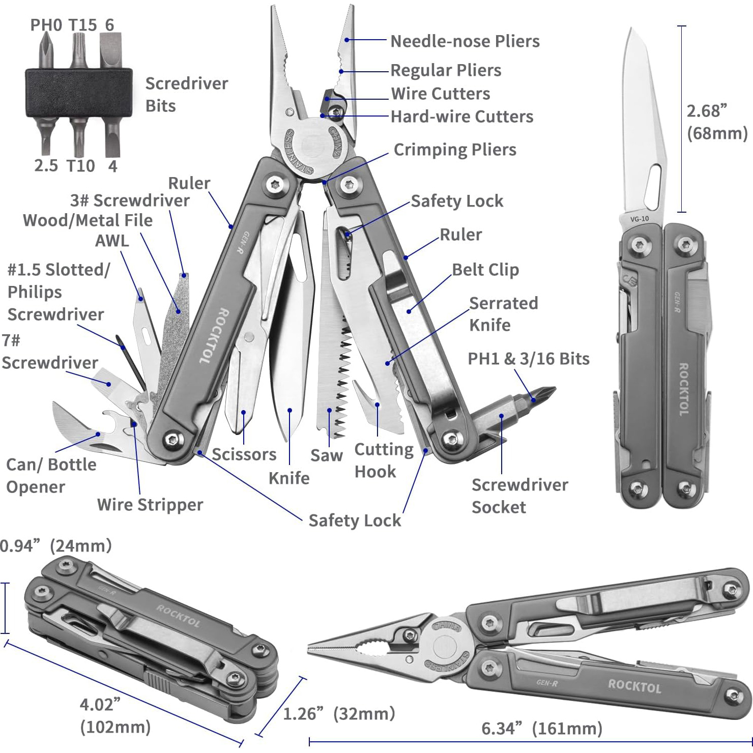 Мультитул ROCKTOL GEN-R 27-in-1 Nylon Sheath