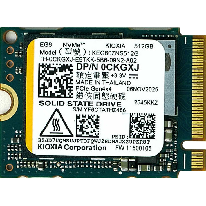 SSD диск KIOXIA (Toshiba) EG6 512GB M.2 NVMe Bulk (KEG60ZNS512G)