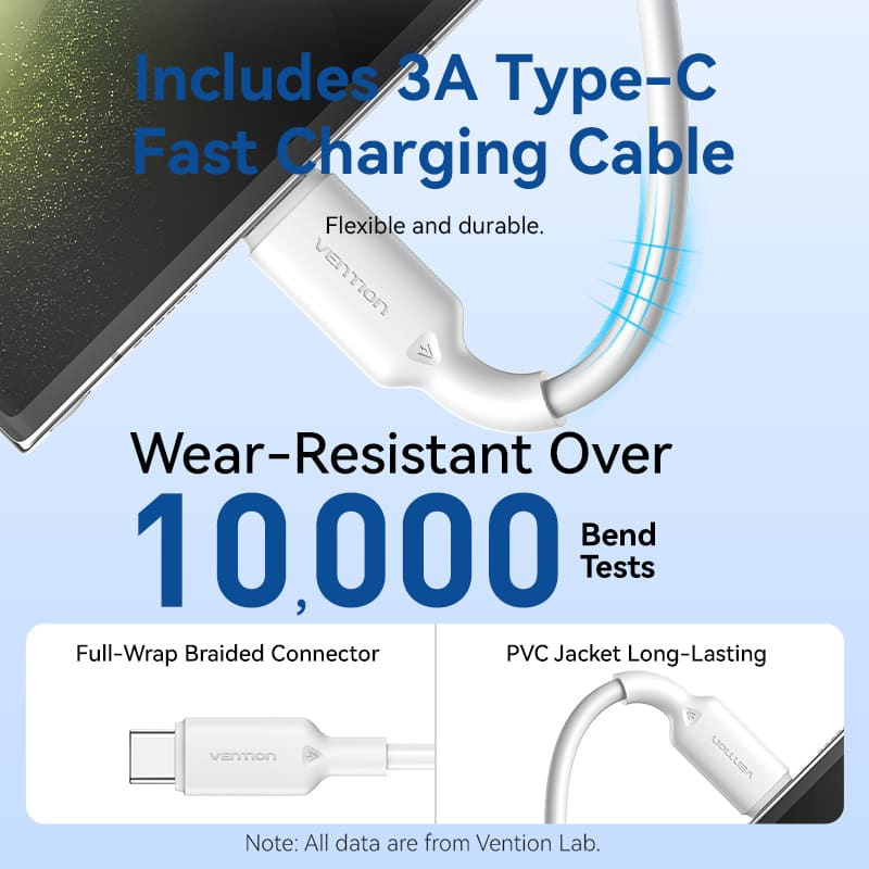 Зарядний пристрій VENTION 1xUSB-C, 1xUSB-A GaN Wall Charger 30W White w/Type-C cable (TZ-FEQW0-EU-01)