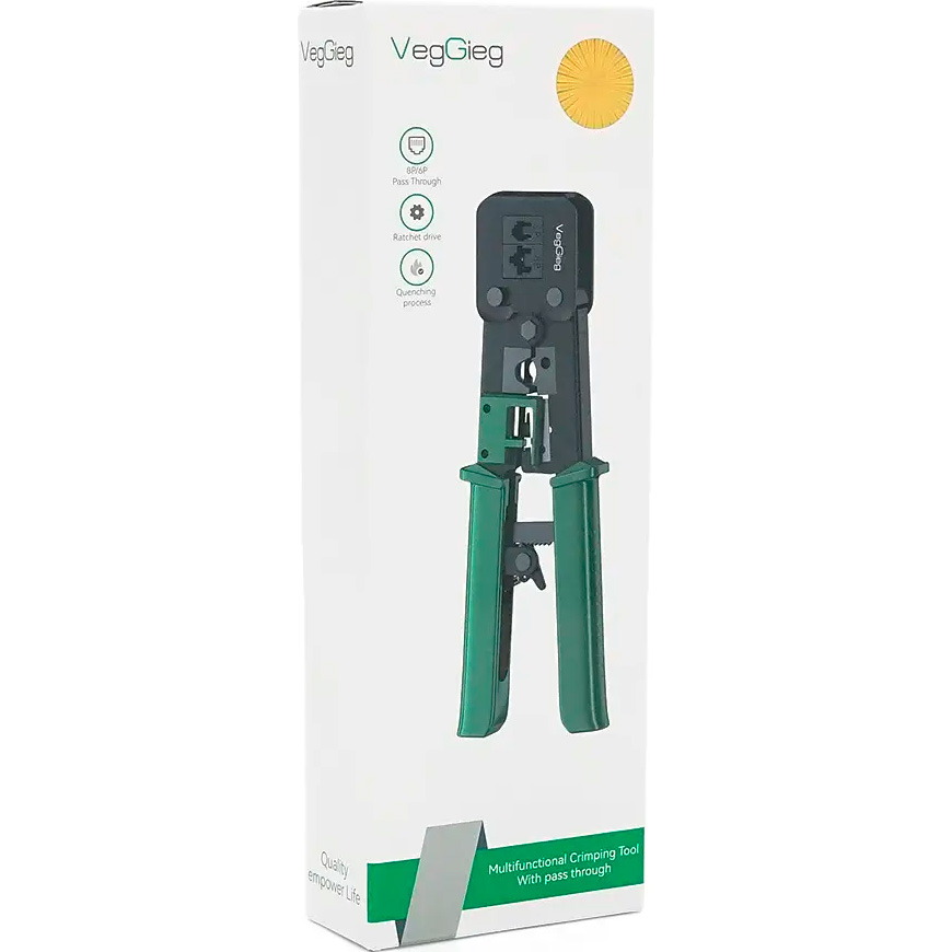 Інструмент для обтискання прохідних конекторів VEGGIEG V-E113 Green/Black