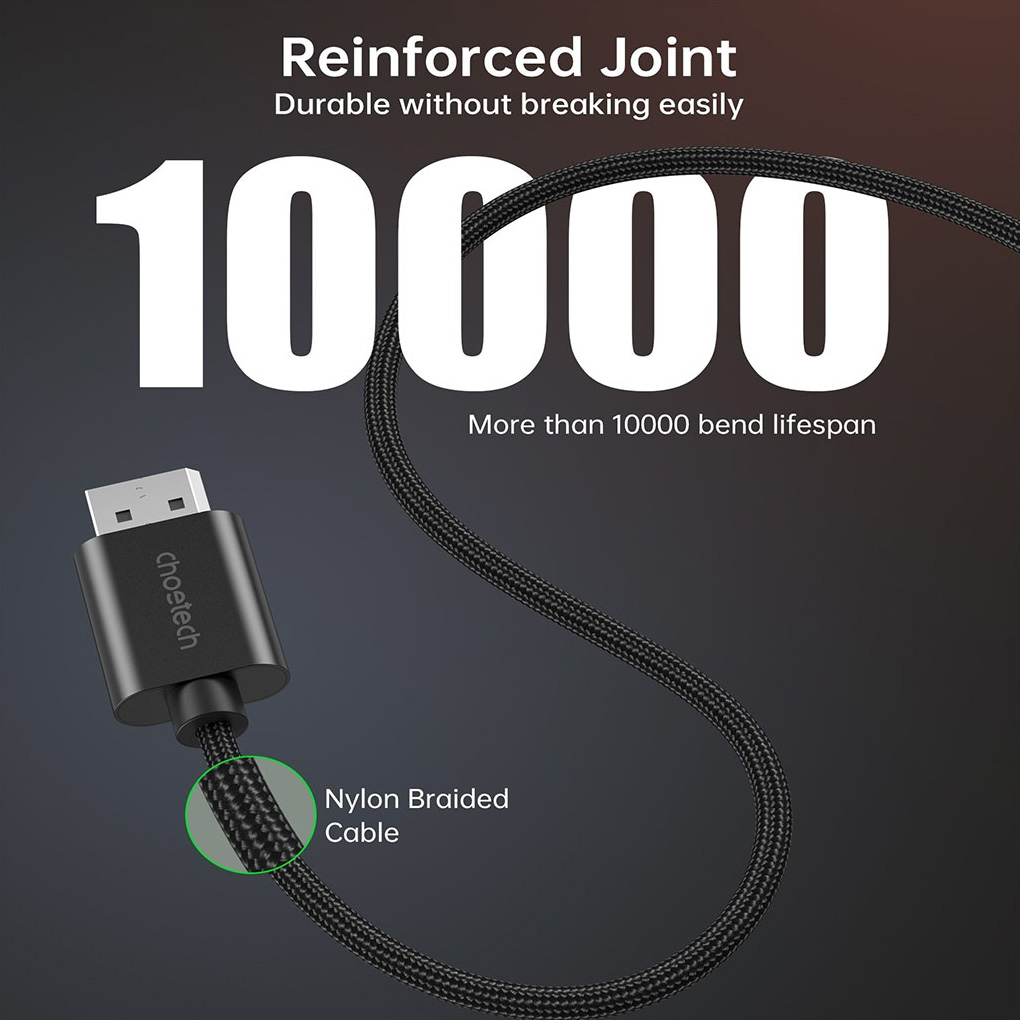 Кабель CHOETECH 4K 60Hz DisplayPort - HDMI 2м Black (XDH01-BK)