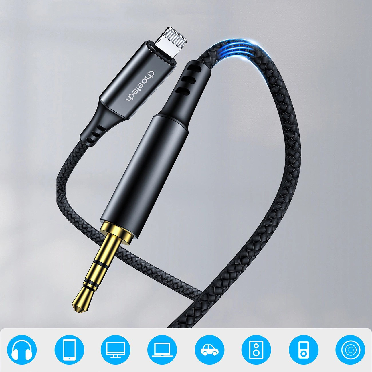 Кабель CHOETECH AUX009 Lightning - AUX 2м Black