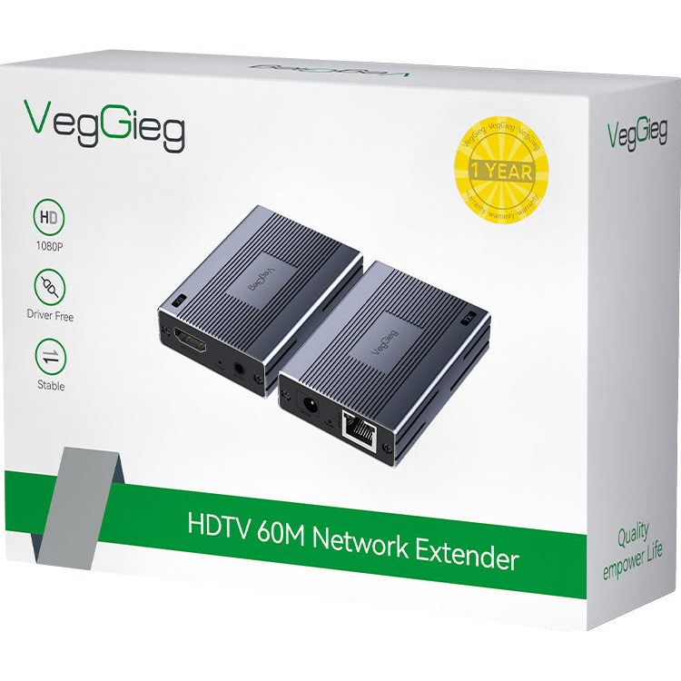Удлинитель HDMI по витой паре VEGGIEG V-HE60 Gray