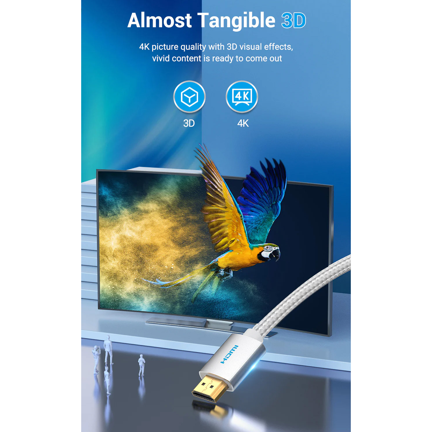 Кабель VENTION 4K@60Hz HDMI v2.0 5м Silver (AABIJ)
