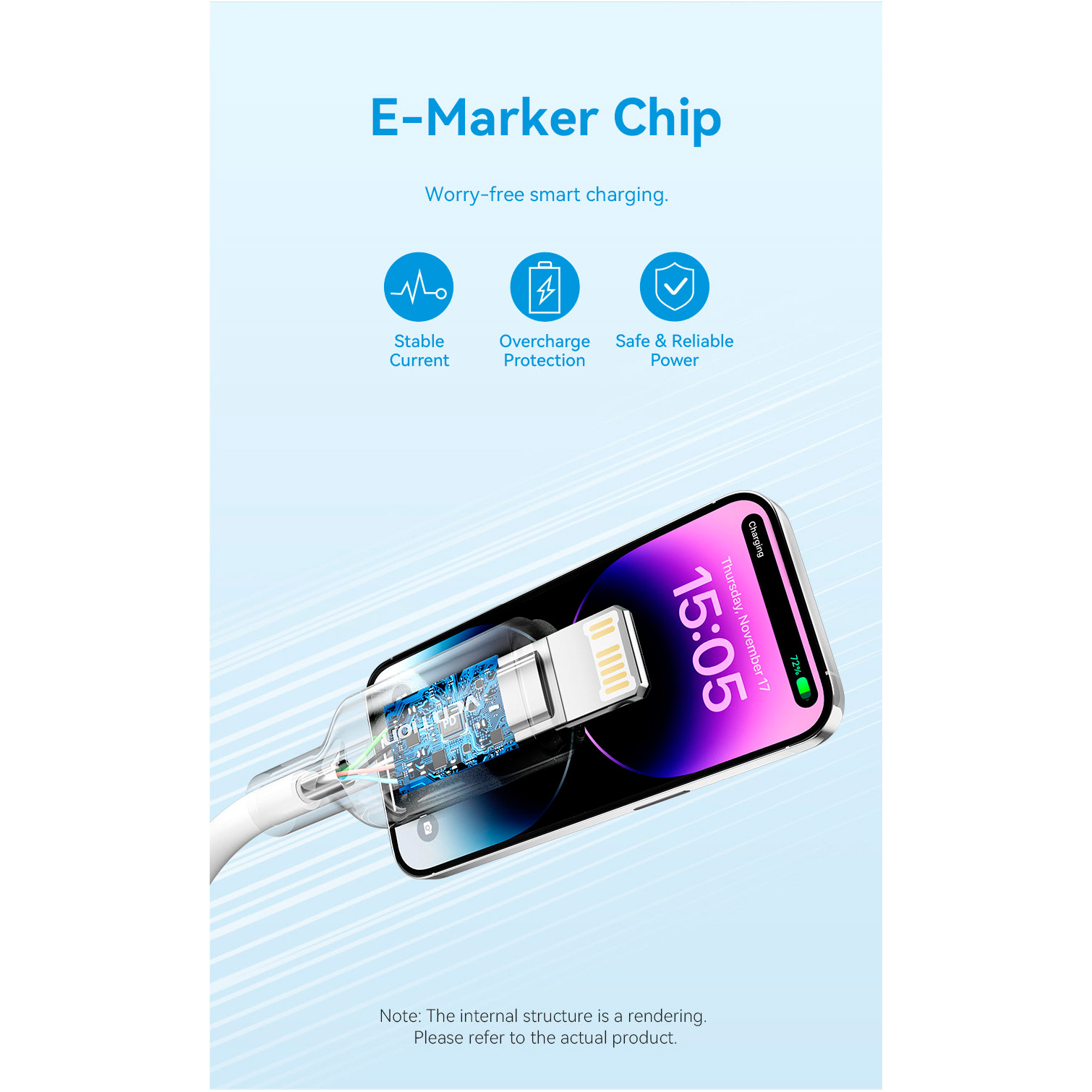 Кабель VENTION USB2.0 Type-C Male to Lightning Male 3A 1м Lake Blue (LAKSF)