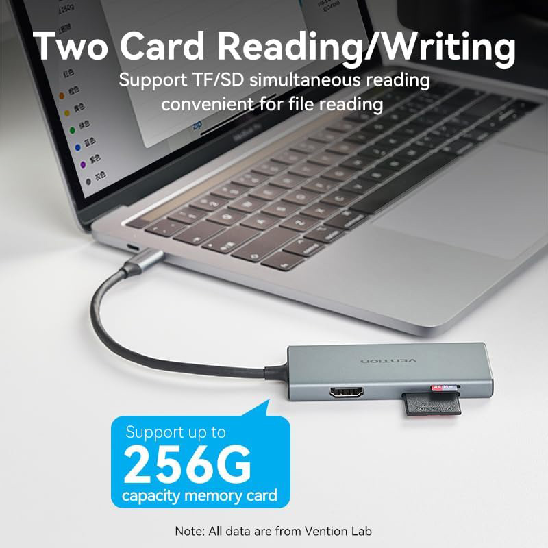 USB-хаб VENTION 6-in-1 USB-C to HDMI/SD/TF/USB3.0x3 Gray (TOOHB)