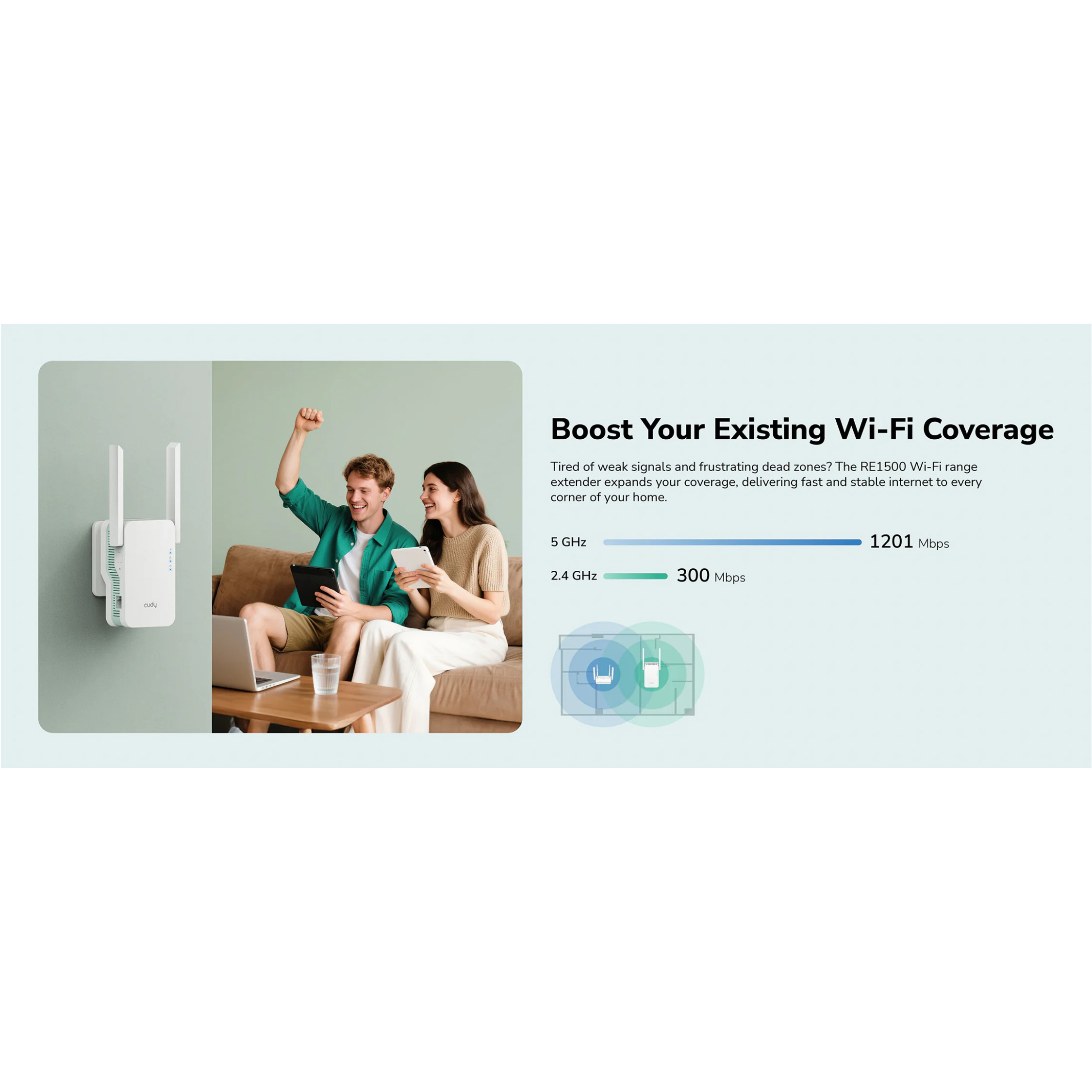 Wi-Fi репитер CUDY RE1500