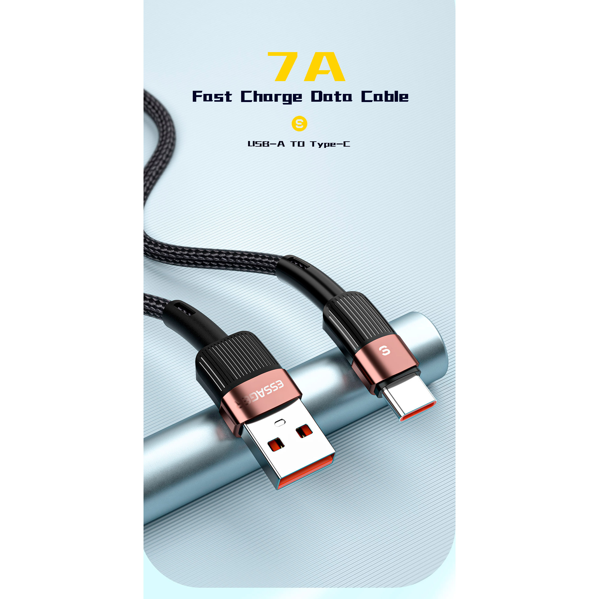 Кабель ESSAGER Star Fast Charging Data Cable 7A USB-A to Type-C 1м Black (EXCT-XC01)