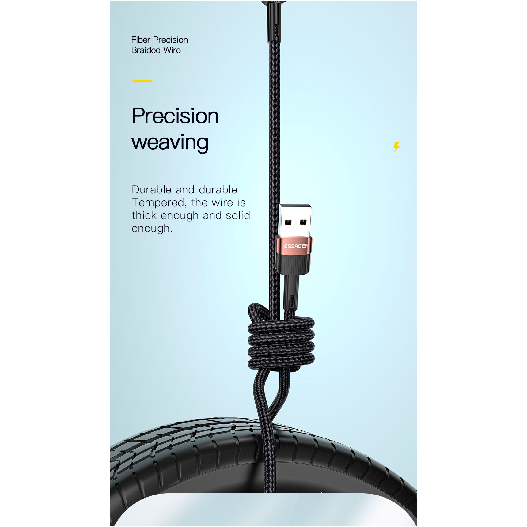 Кабель ESSAGER Star Fast Charging Data Cable 7A USB-A to Type-C 1м Black (EXCT-XC01)