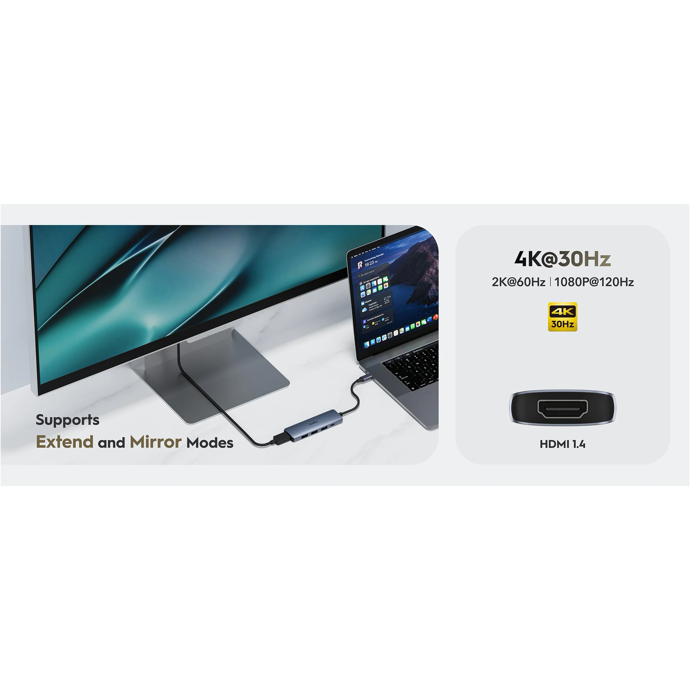 Порт-реплікатор CUDY UH405 5-in-1 USB-C to 1xHDMI, 1xUSB-A3.0, 2xUSB-A2.0, PD