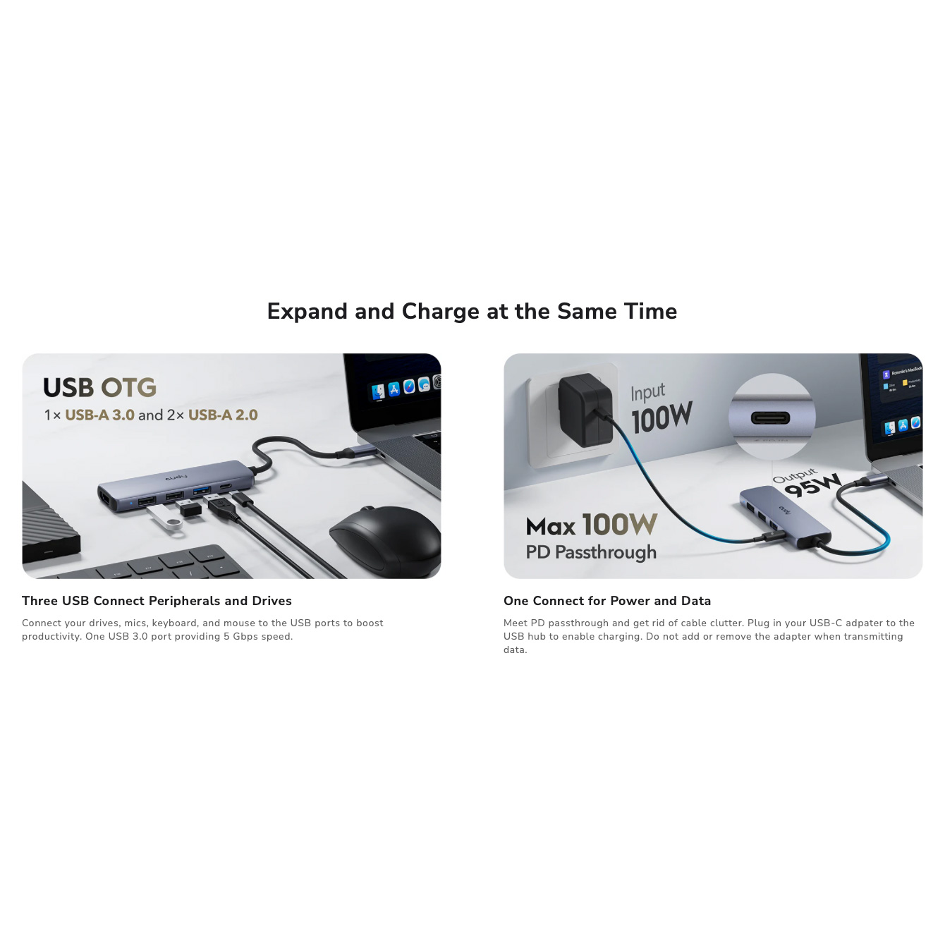 Порт-реплікатор CUDY UH405 5-in-1 USB-C to 1xHDMI, 1xUSB-A3.0, 2xUSB-A2.0, PD