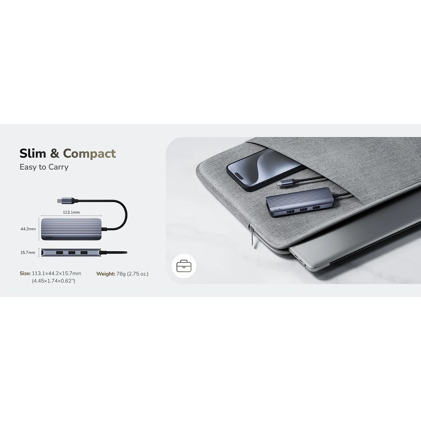 Порт-реплікатор CUDY UH606 6-in-1 USB-C to 1xHDMI, 3xUSB-A3.0, LAN, PD