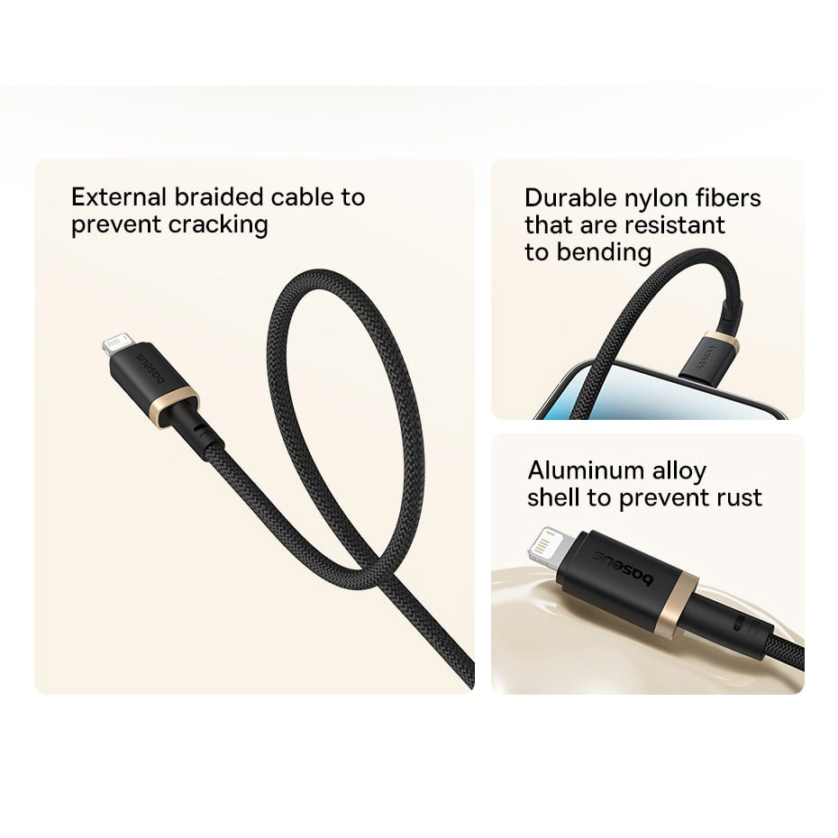 Кабель BASEUS Dura Series Fast Charging Cable USB to Lightning 1м Black/Gold (P10377801U01-00)