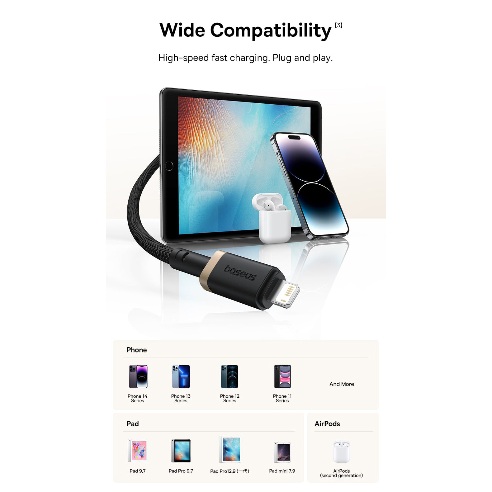 Кабель BASEUS Dura Series Fast Charging Cable USB to Lightning 1м Black/Gold (P10377801U01-00)