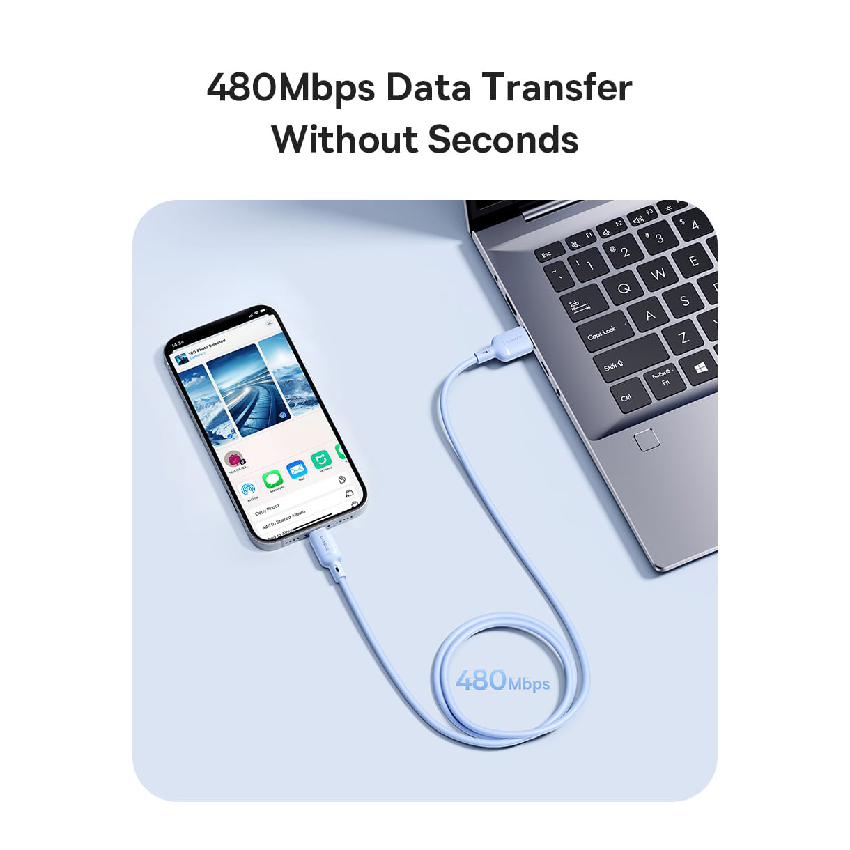 Кабель BASEUS Silky Series Fast Charging USB-A to Lightning 1м Galaxy Blue (P10377702313-00)