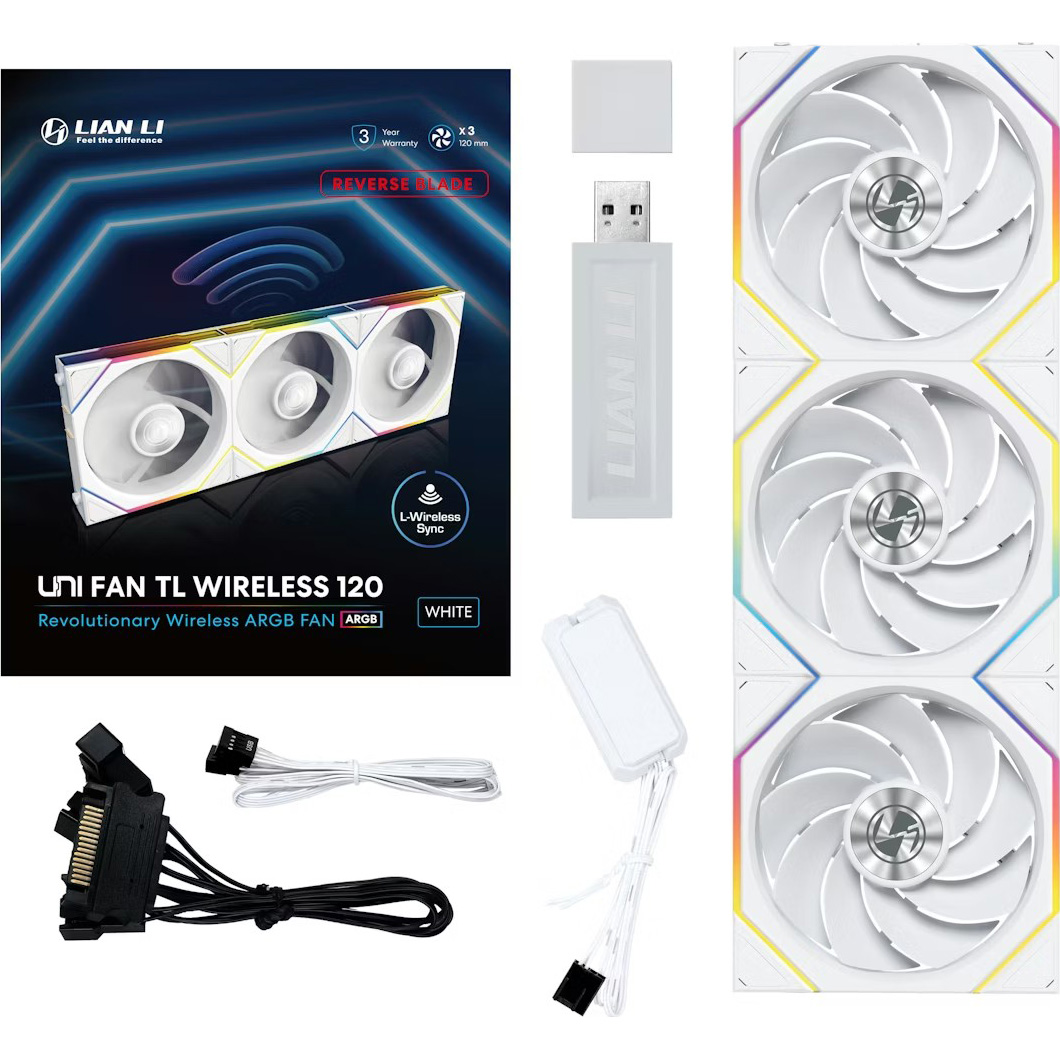Комплект вентиляторів LIAN LI Uni Fan TL Wireless 120 Revers Blade w/controller White 3-Pack (G99.12RTL1W3W.00)