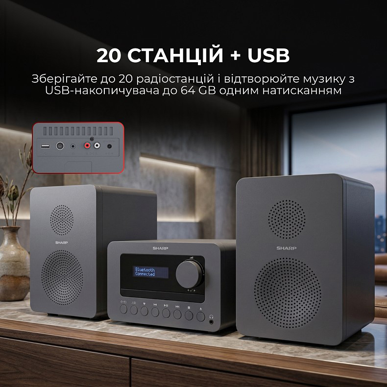 Музыкальный центр SHARP Tokyo FM Hi-Fi Micro System XL-B514 Gray