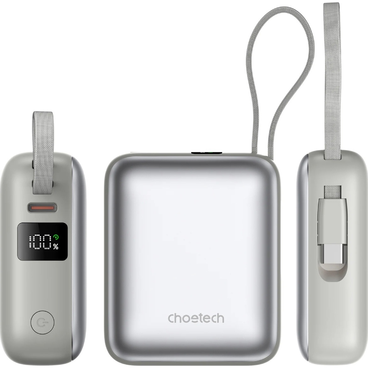 Повербанк CHOETECH B832 1xUSB-C, PD3.0, with built-in cable USB-C, 35W 10000mAh Gray