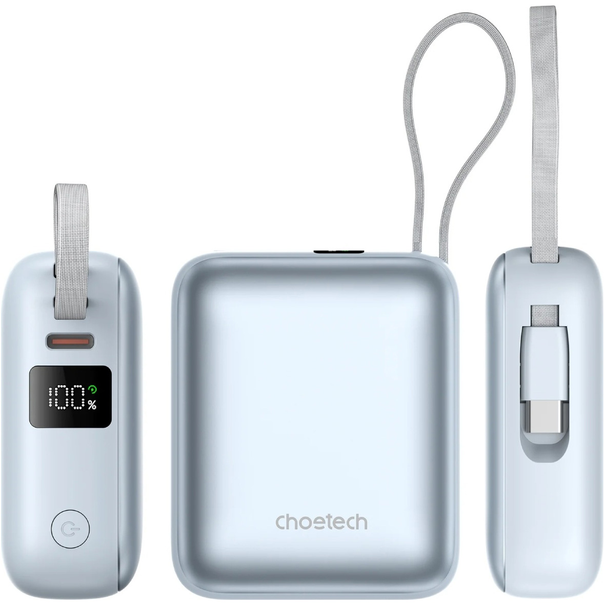 Повербанк CHOETECH B832 1xUSB-C, PD3.0, with built-in cable USB-C, 35W 10000mAh Light Blue