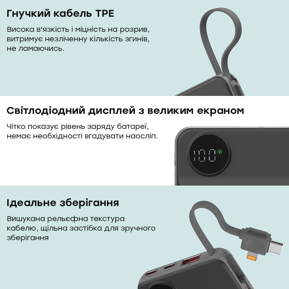 Повербанк з бездротовою зарядкою CHOETECH B695 Magnetic Wireless 22.5W 2xUSB-C, 1xUSB-A 10000mAh