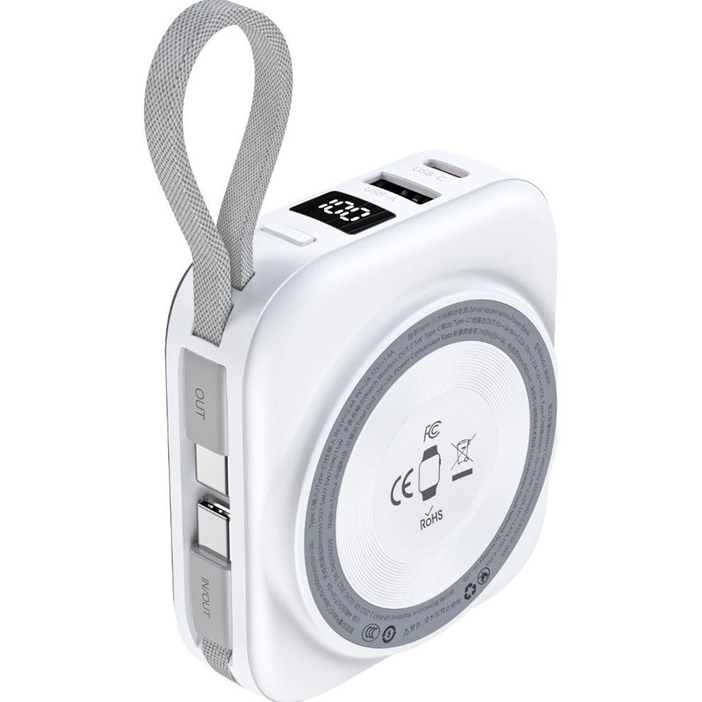 Повербанк з бездротовою зарядкою CHOETECH B697C Magnetic Wireless 22.5W 1xUSB-C, 1xUSB-A 10000mAh White
