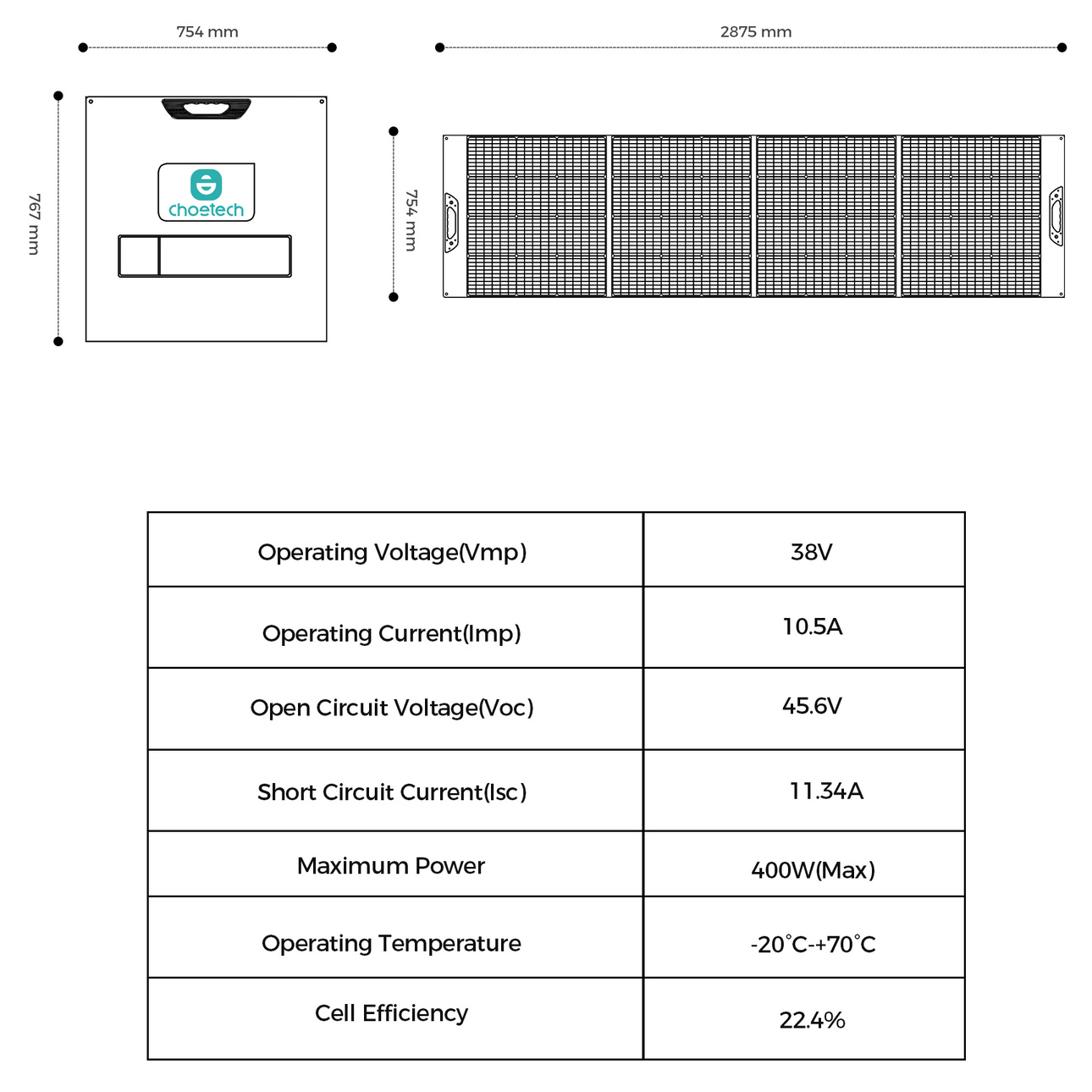Портативная солнечная панель CHOETECH 400W (SC076)