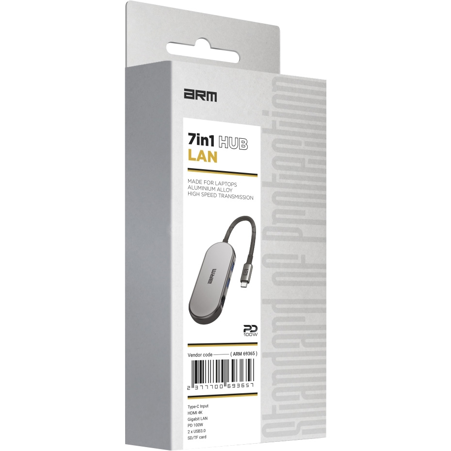 Порт-репликатор ARMORSTANDART 7-in-1 USB-C to HDMI, 2xUSB3.0, LAN, SD/TF, PD