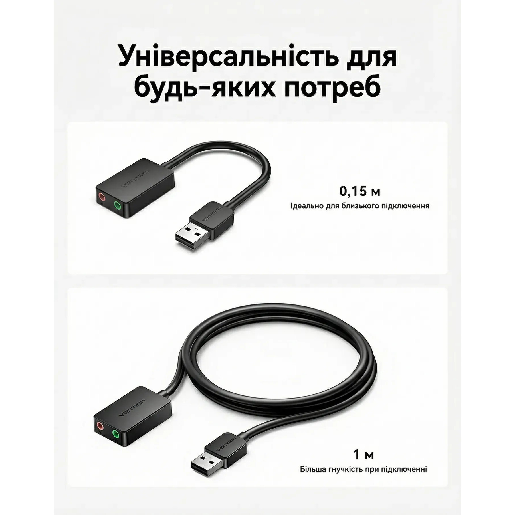 Внешняя звуковая карта VENTION CDY Dual Port USB Sound Card 2.0 Black (CDYBF)