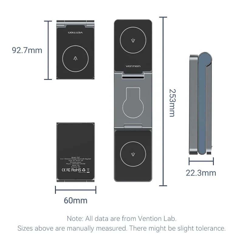 Бездротовий зарядний пристрій VENTION Magnetic Wireless Fast Charger Gray