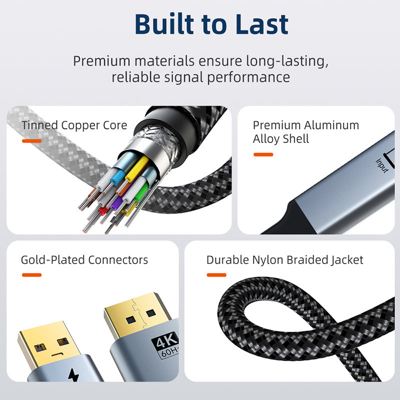Кабель CABLETIME 4K@60Hz HDMI - DisplayPort 2м Black/Gray (CHD1L)