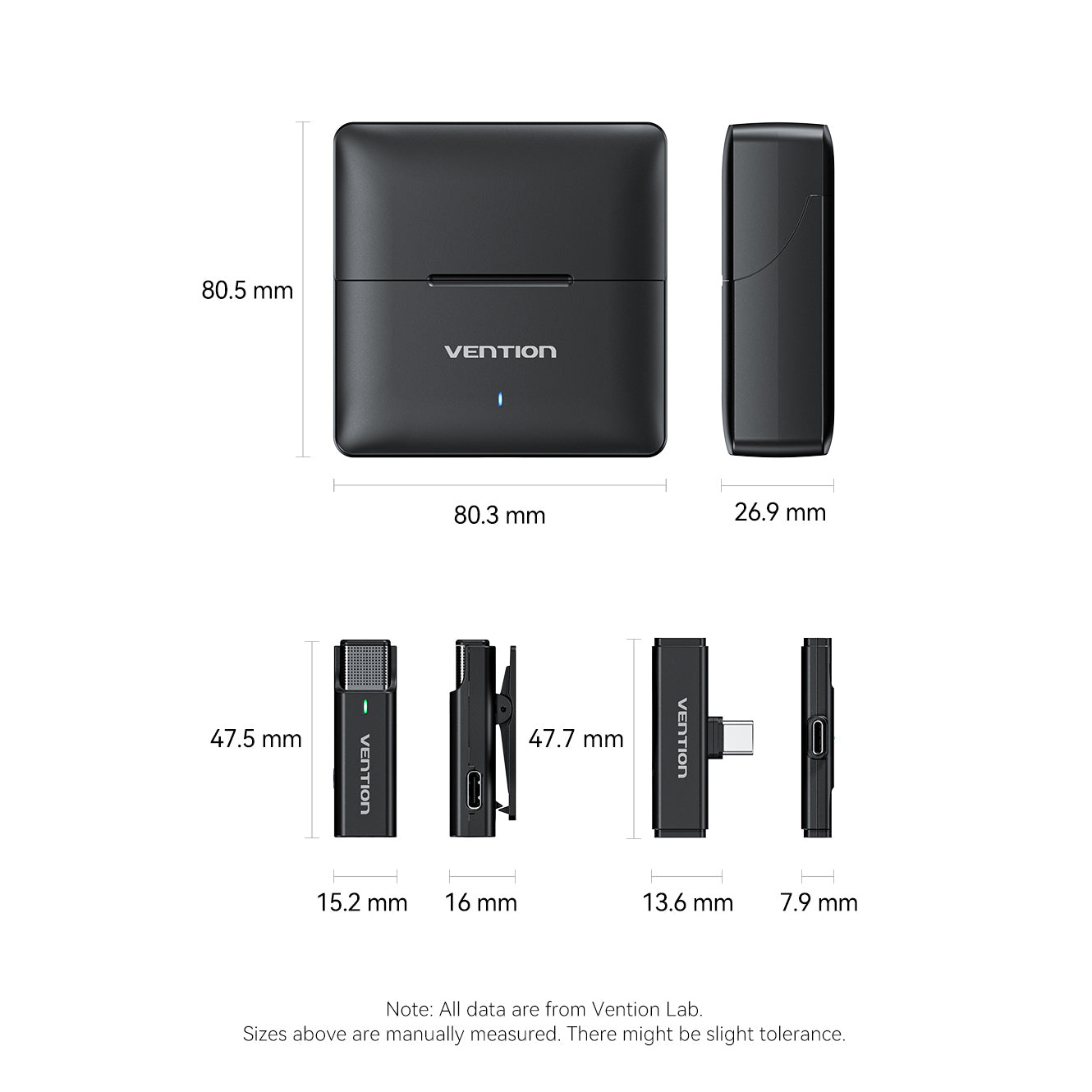 Беспроводной петличный микрофон VENTION NCA USB-C 2-Pack Wireless Lavalier