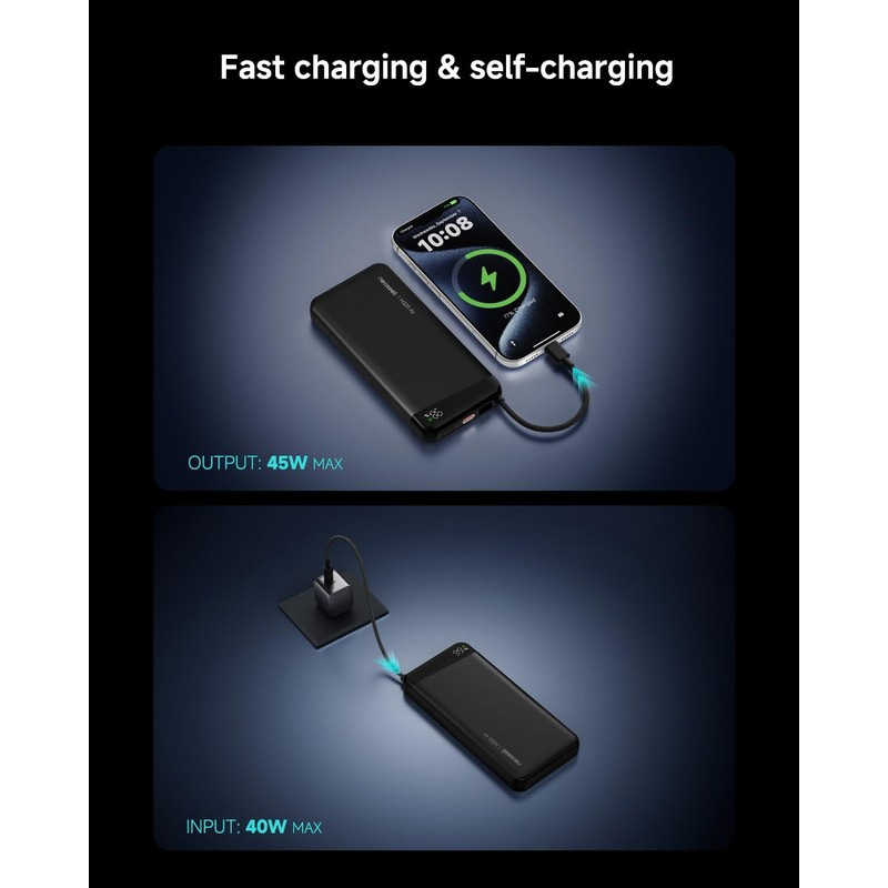 Повербанк MiiiW Neoseek M320 Air 55W with Built in USB Cable 20000mAh Titanium Black