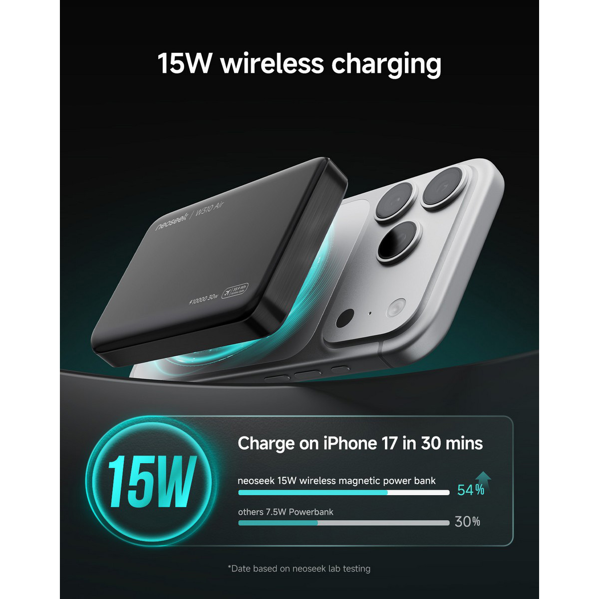 Повербанк з бездротовою зарядкою MiiiW Neoseek W310 Air 33W 10000mAh Titanium Black
