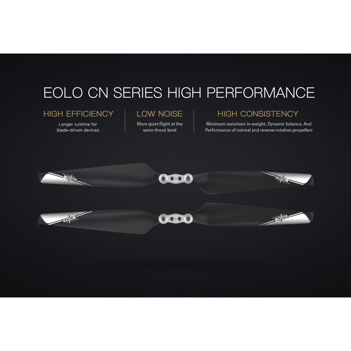 Комплект пропелерів EOLO CN17x6.2 2-Blade Foldable 1СW+1CCW Black