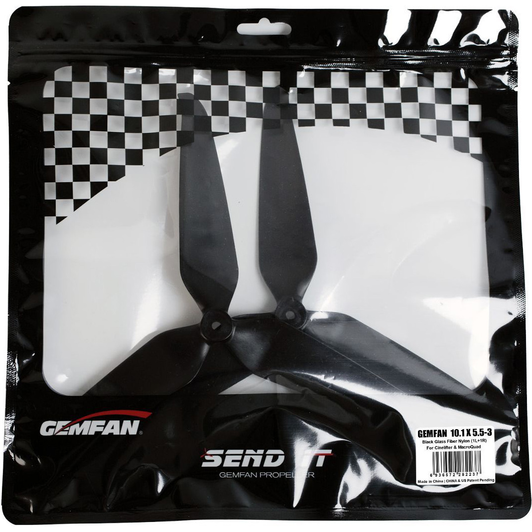 Комплект пропелерів GEMFAN 10.1x5.5 3-Blade 2СW+2CCW Black (PMGN10155-3B)