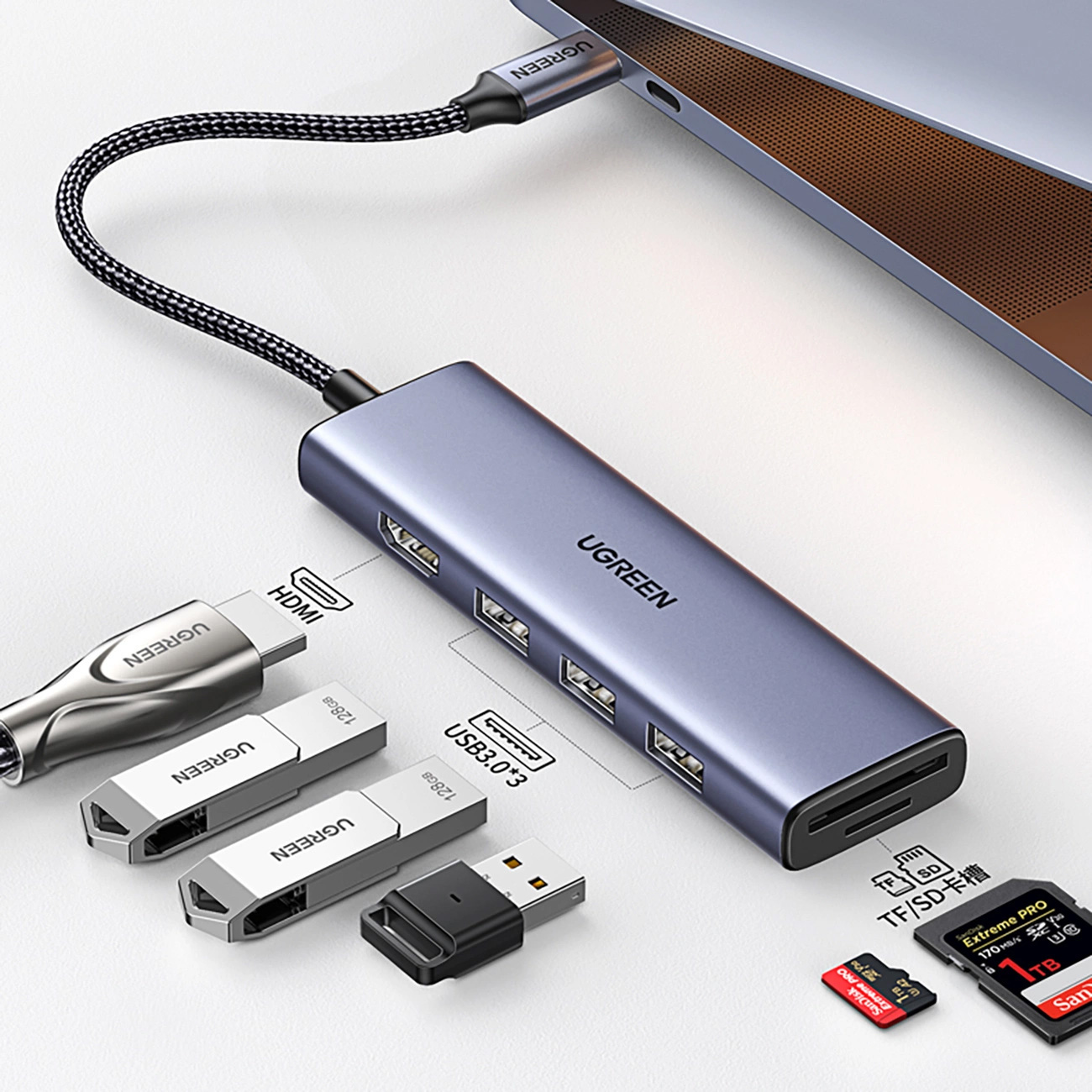 Порт-реплікатор UGREEN CM511 6-in-1 USB-C Multifunction Adapter with 4K HDMI (20956A)