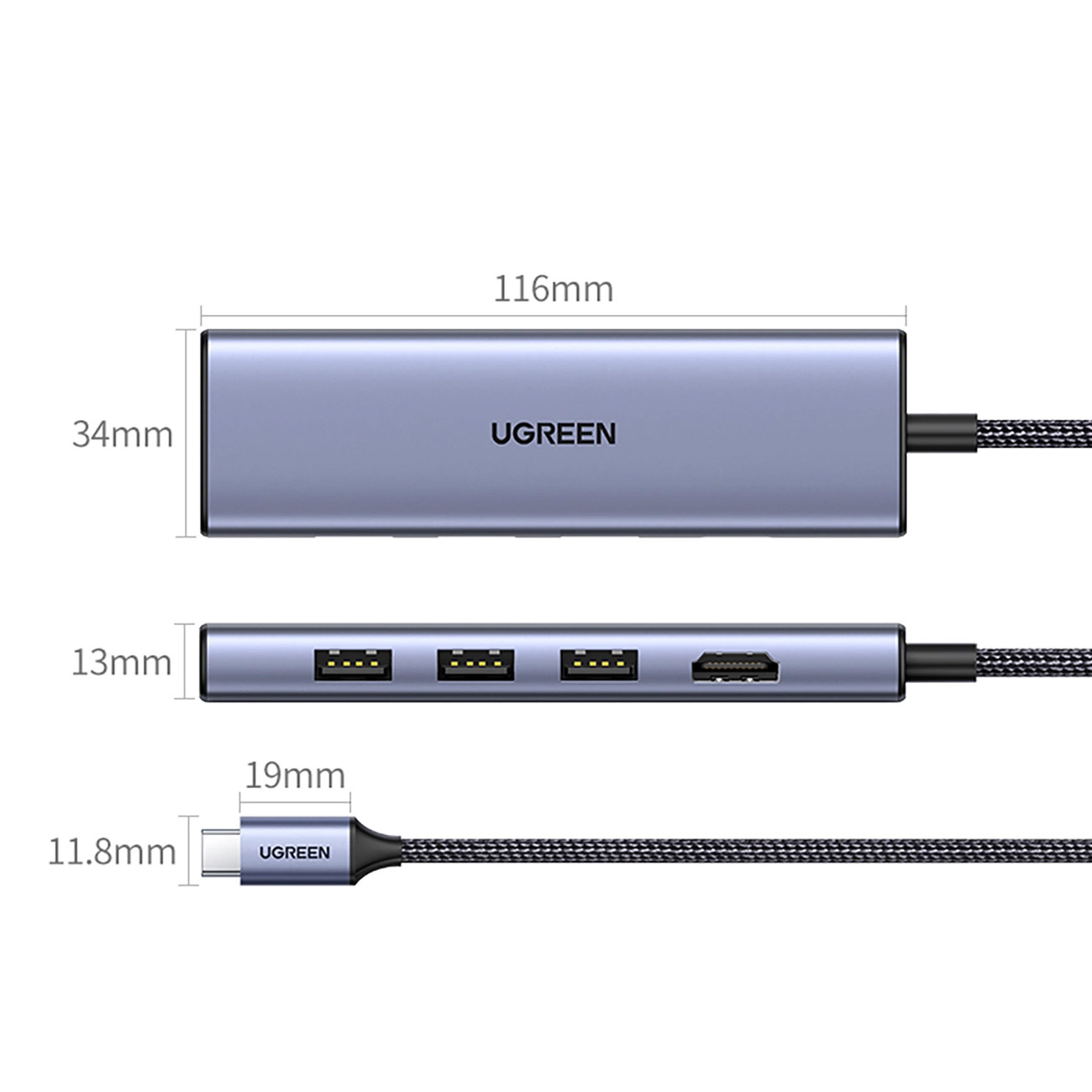 Порт-реплікатор UGREEN CM511 6-in-1 USB-C Multifunction Adapter with 4K HDMI (20956A)