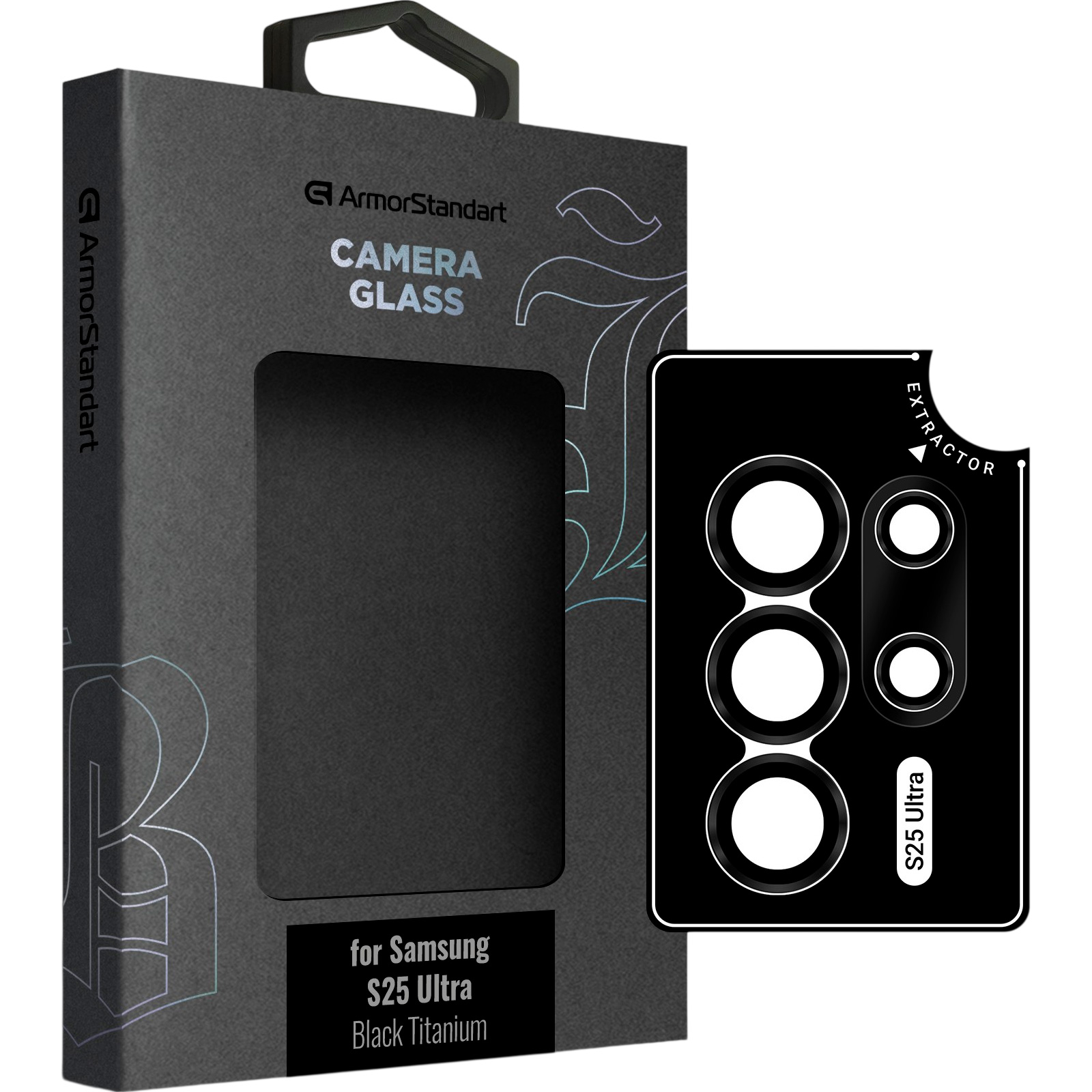 Защитное стекло для задней камеры ARMORSTANDART Supreme Black Icon Black Titanium для Galaxy S25 Ultra