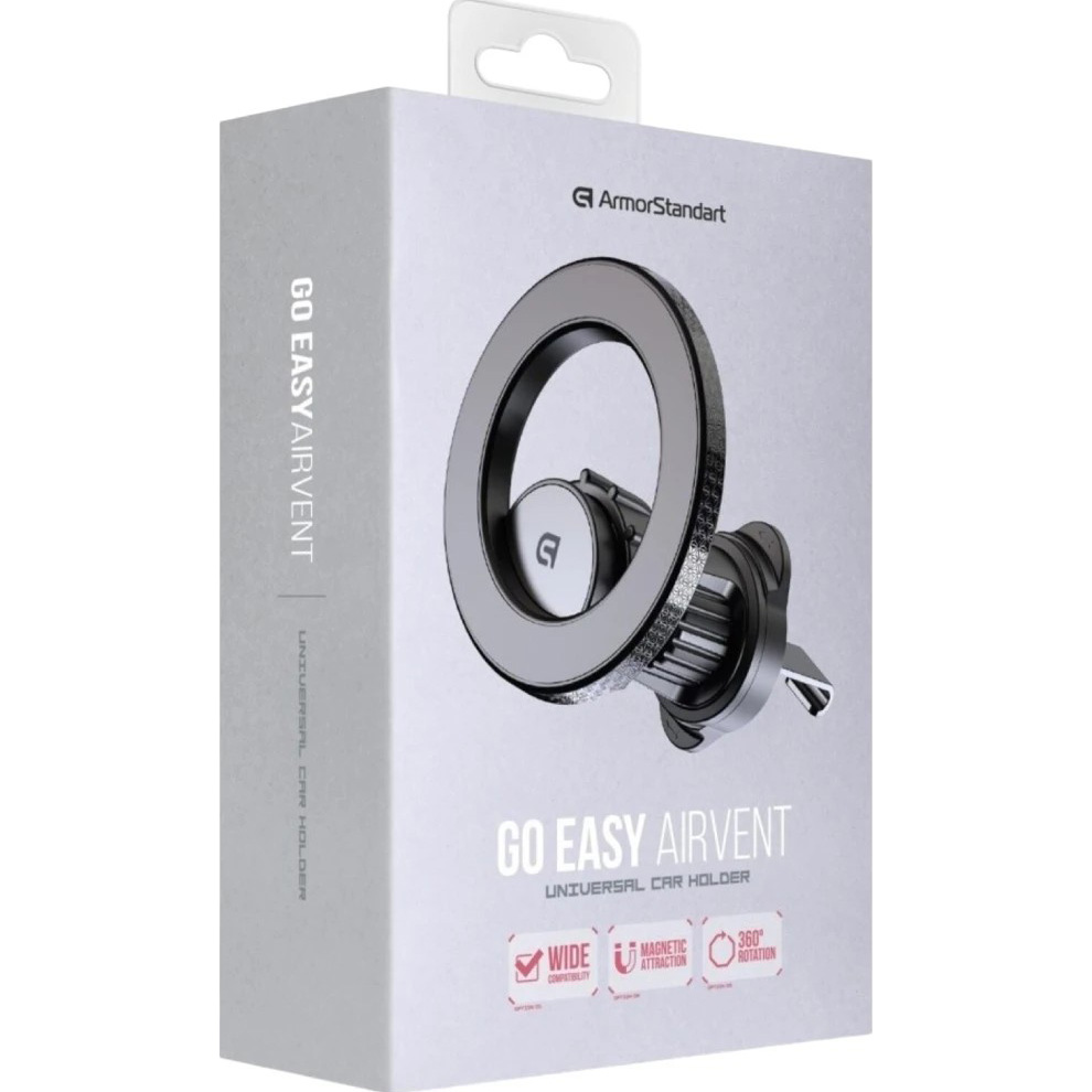 Автотримач для смартфона ARMORSTANDART GoEasy Airvent Magnetic Black