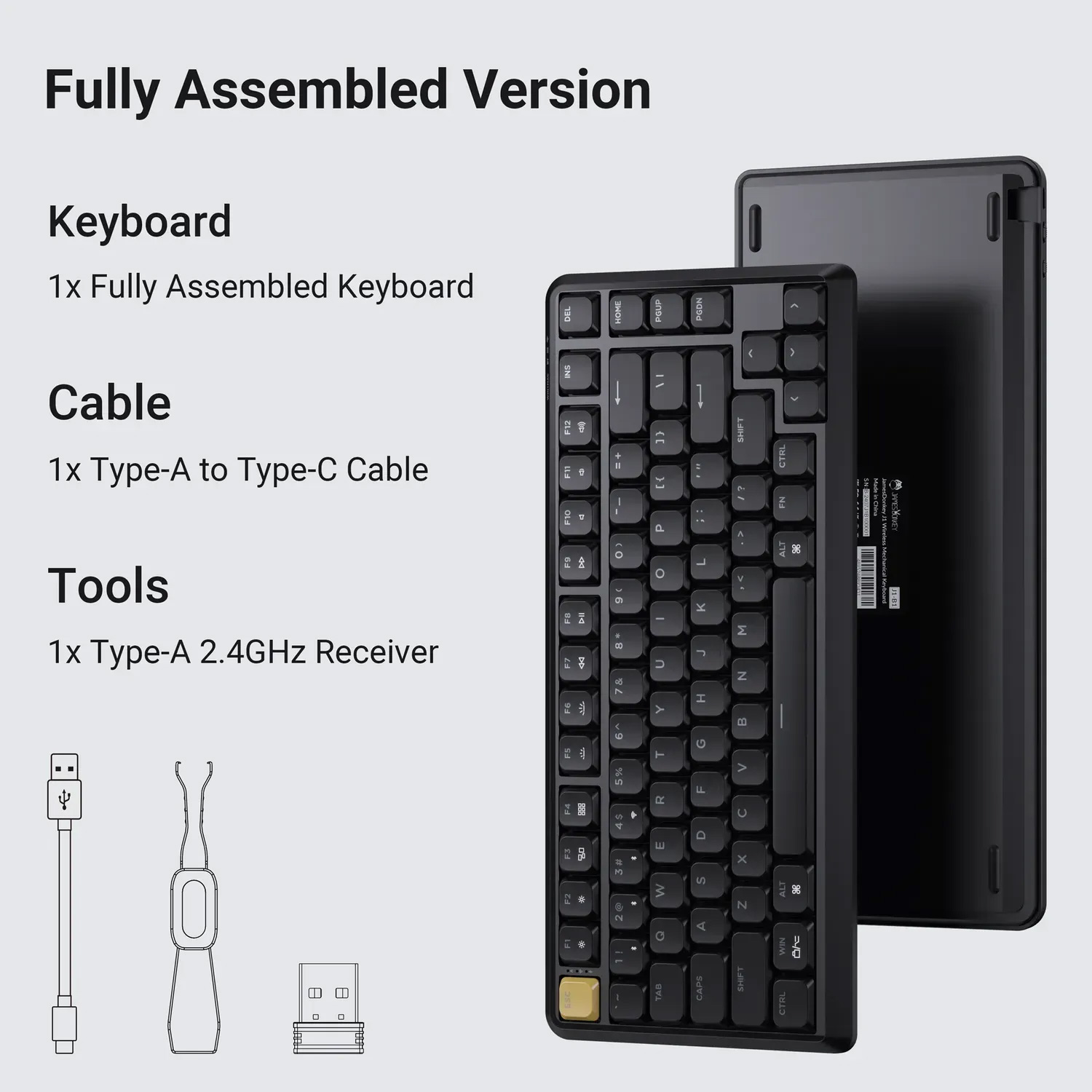 Клавіатура бездротова KEYCHRON J1 K Pro Banana Switch Black