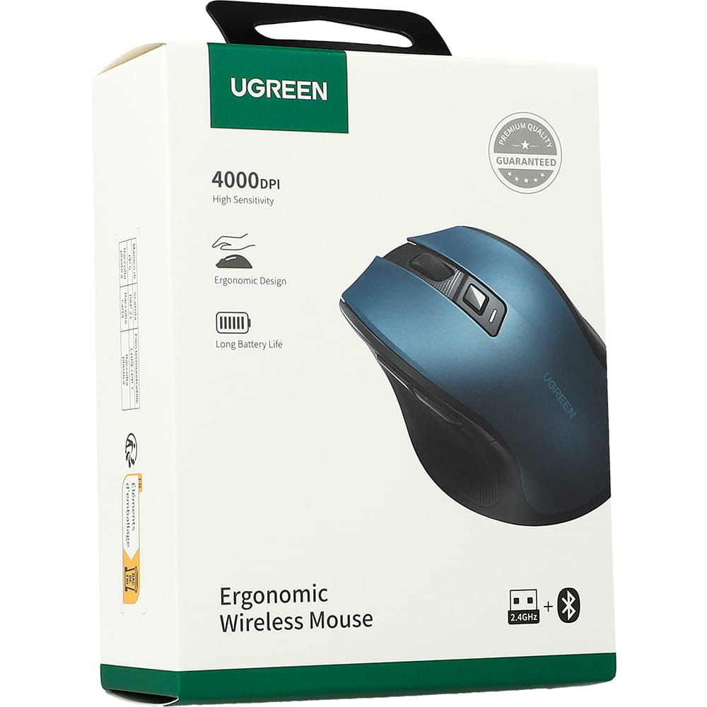 Мышь UGREEN MU006 Ergonomic Wireless Blue (25753)