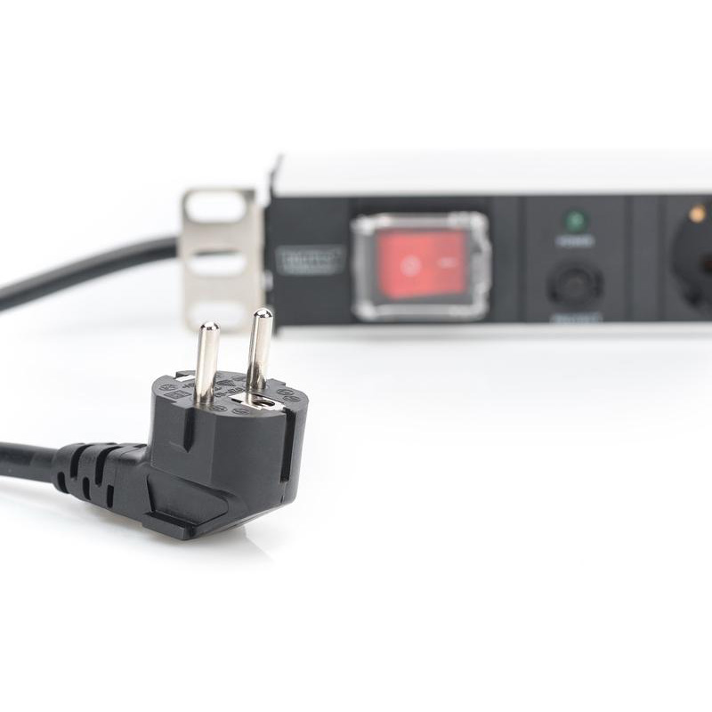 Блок розеток DIGITUS 19" Aluminum Outlet Strip with Overload Protection, 1U, 7xSchuko, 16А, з вимикачем, 2м (DN-95403)