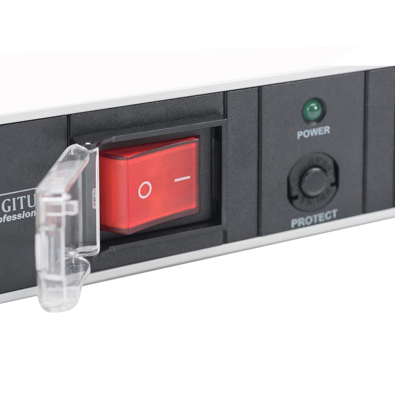 Блок розеток DIGITUS 19" Aluminum Outlet Strip with Overload Protection, 1U, 7xSchuko, 16А, з вимикачем, 2м (DN-95403)