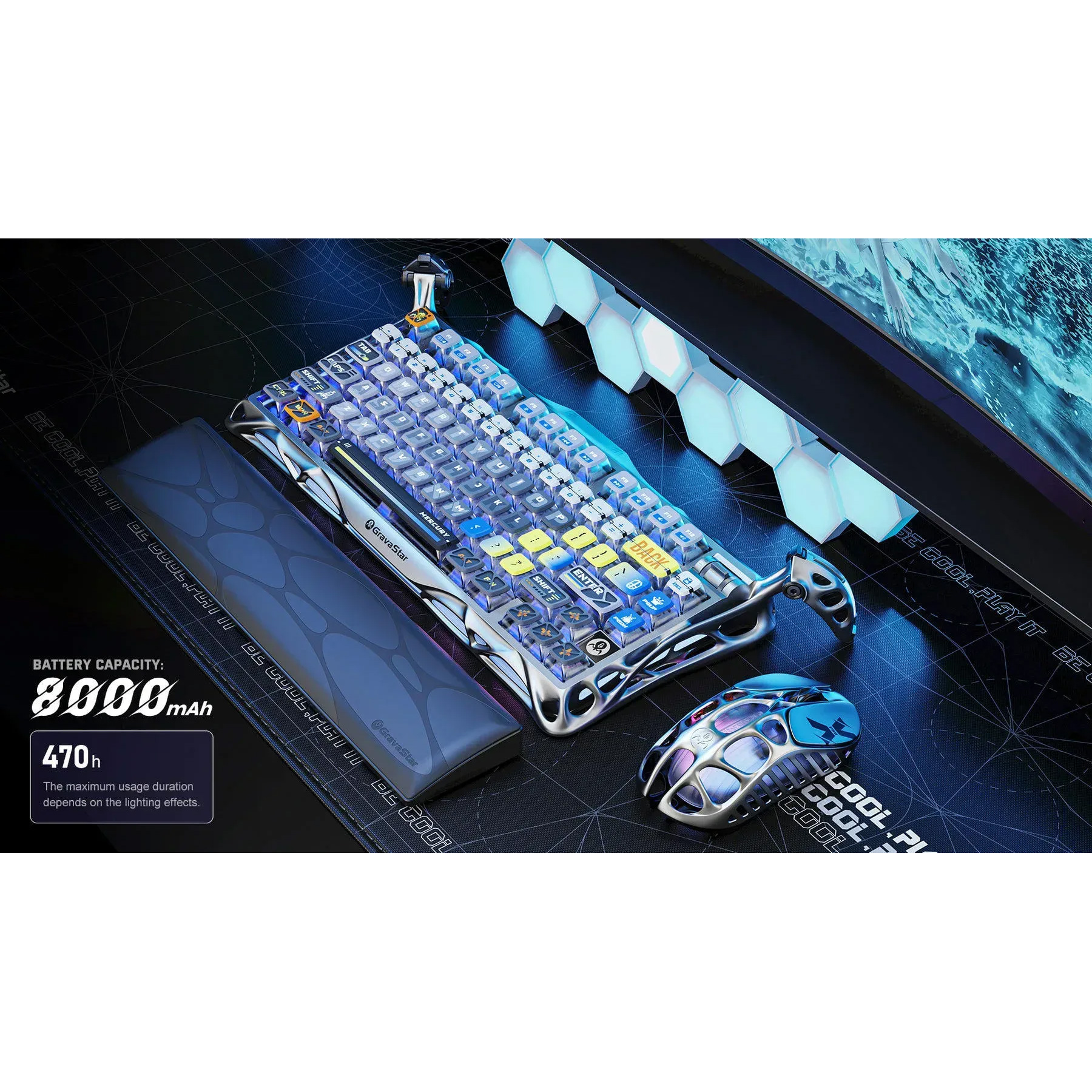 Клавиатура беспроводная GRAVASTAR Mercury K1 Pro Interstellar Silver