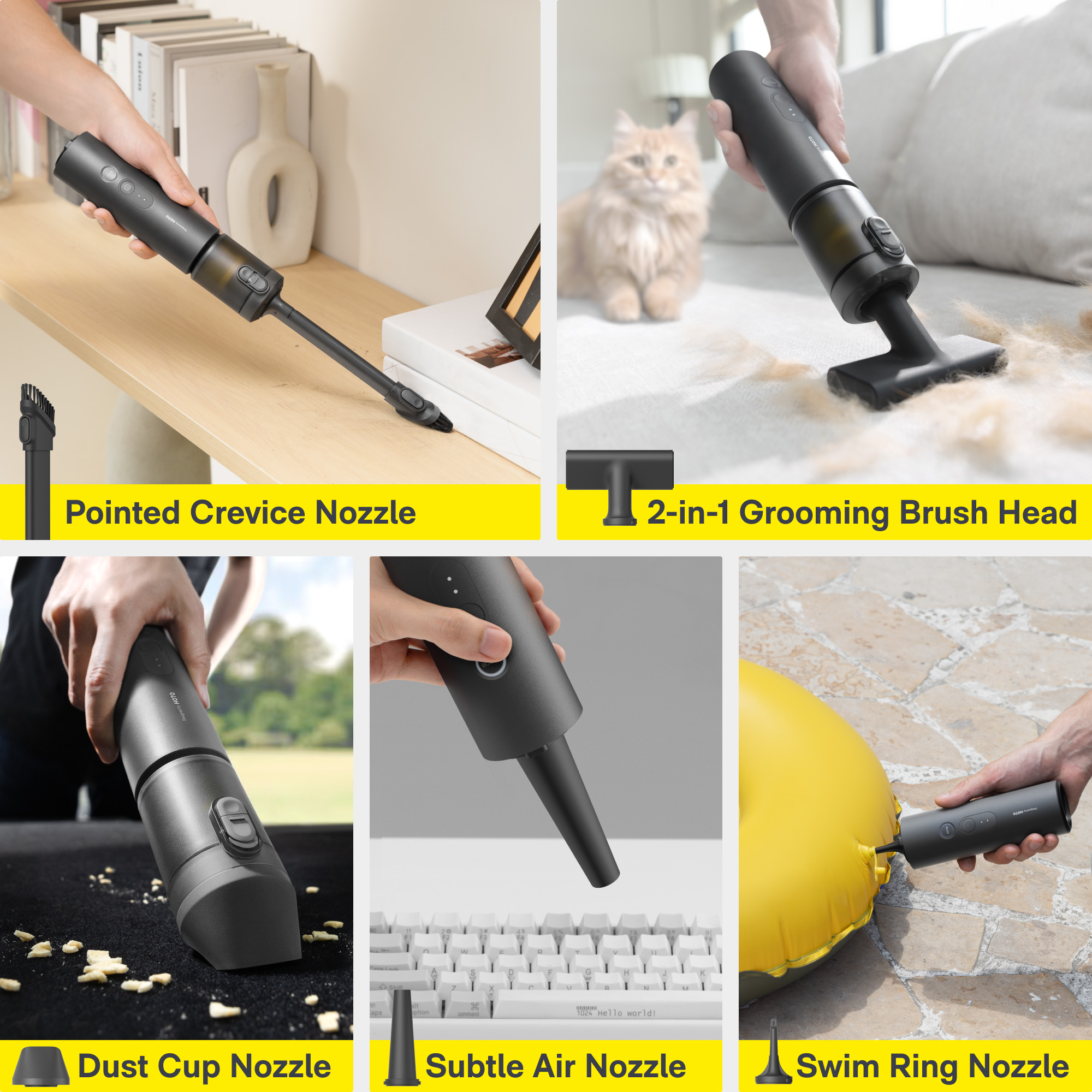 Пилосос автомобільний HOTO AutoCare Air Duster & Vacuum 4-in-1
