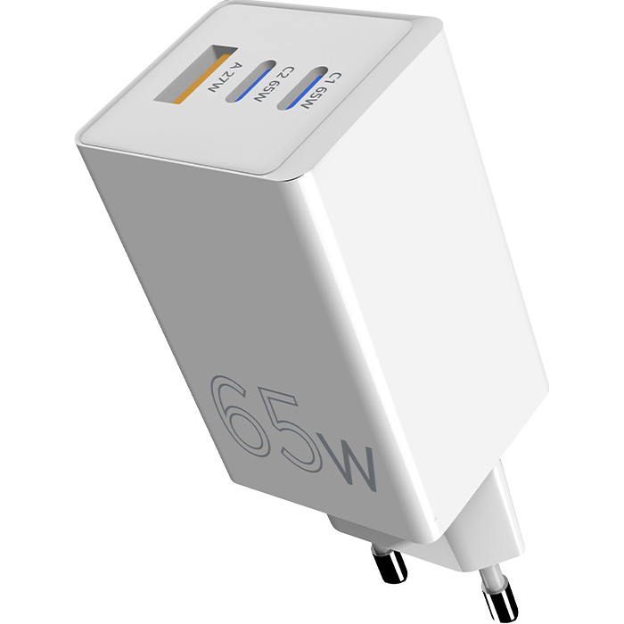 Зарядний пристрій SIGMA MOBILE X-power PS65-01 2xUSB-C, 1xUSB-A GaN Charger 65W White