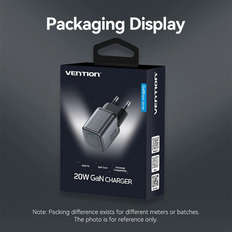 Зарядний пристрій VENTION 1xUSB-C GaN Charger 20W Gray (FEVH0-EU)