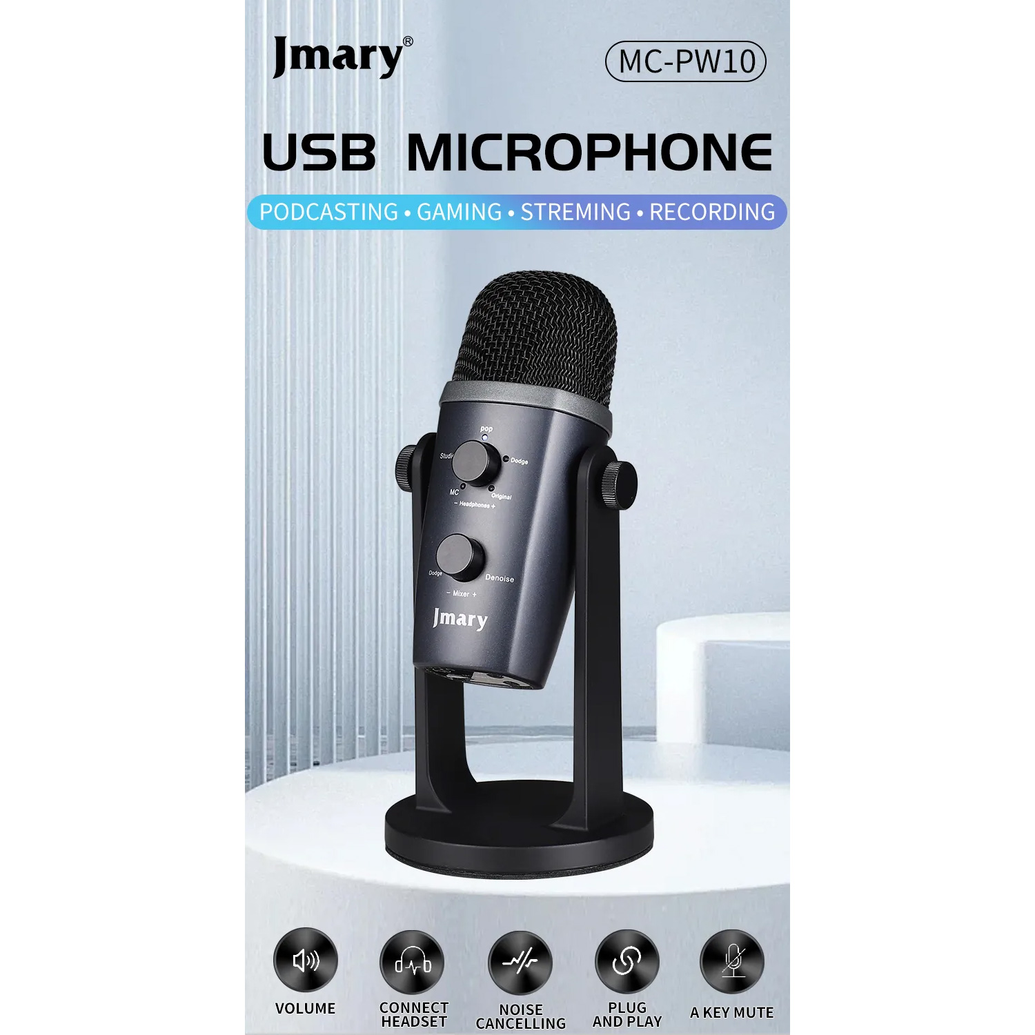 Микрофон для стриминга/подкастов JMARY MC-PW10