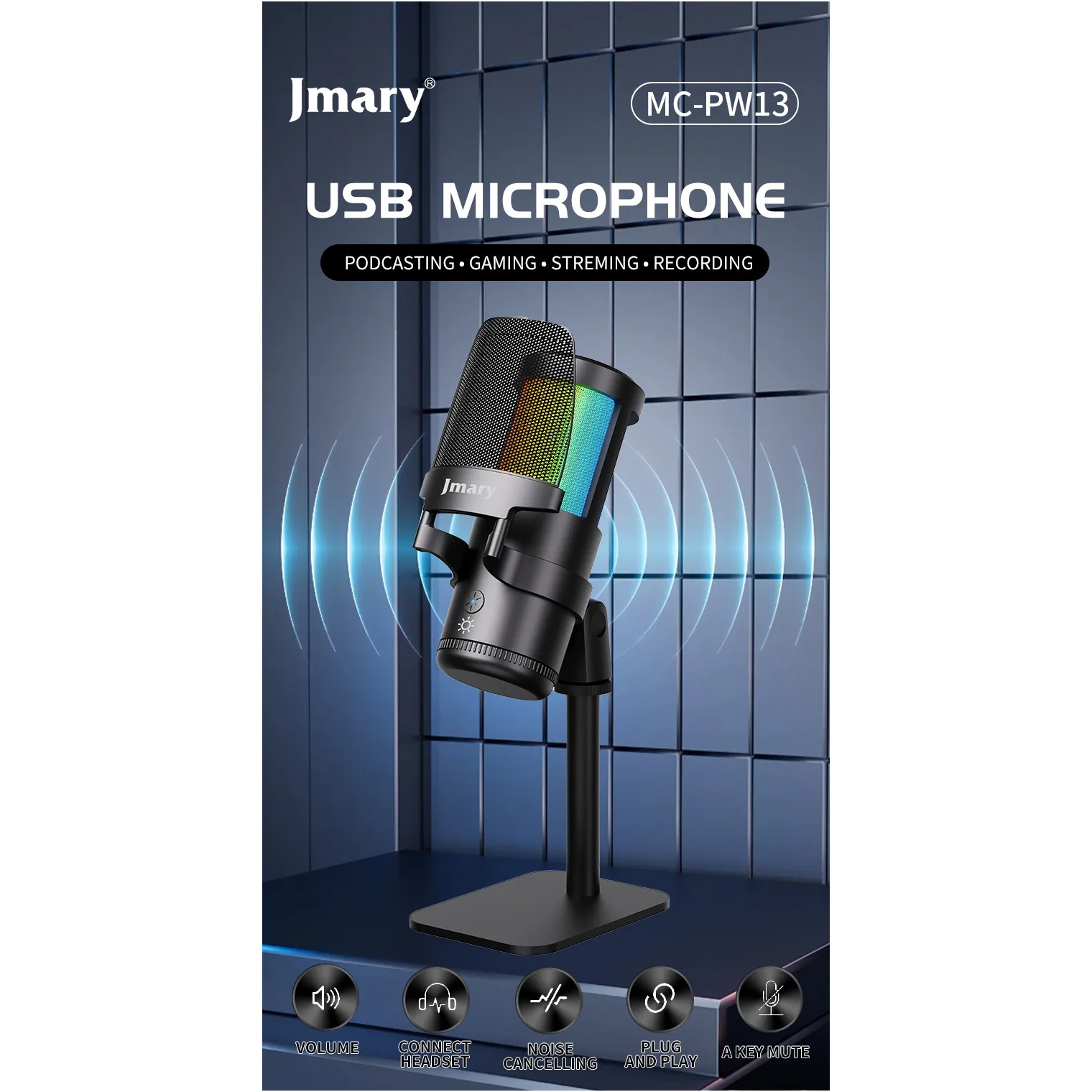 Микрофон для стриминга/подкастов JMARY MC-PW13