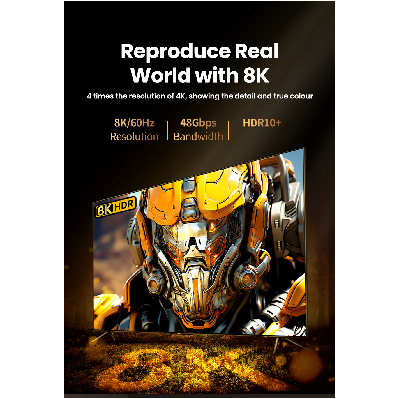 Кабель UGREEN HD171 HDMI v2.1 2м Gray (25910)